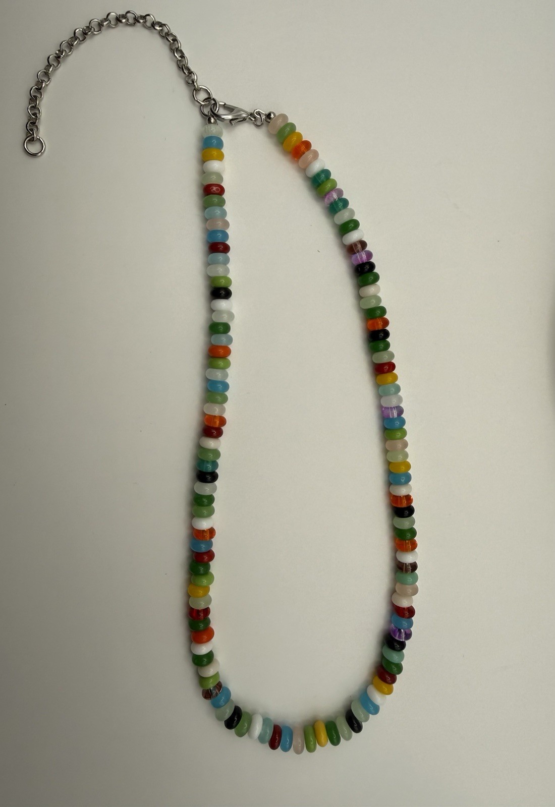Bright and Cheery 6mm Rondelle Glass Bead Necklace – 16” Collar Length