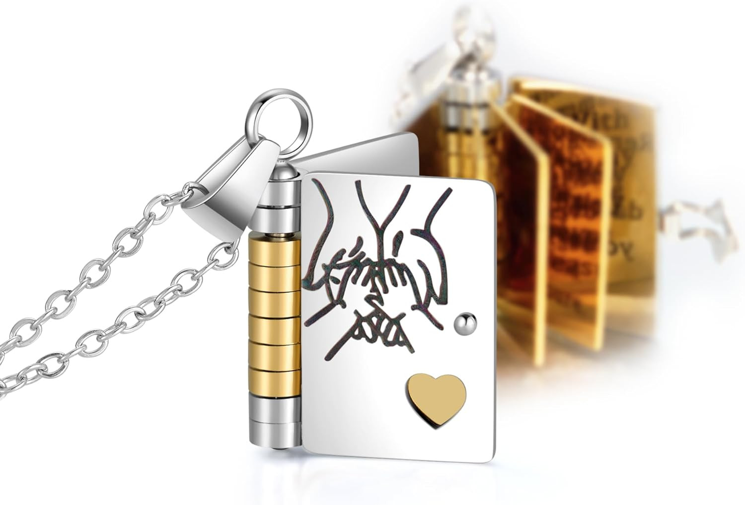 Book Necklace for Daughter Engraved Pages Gift Jewelry Adjustable Chain