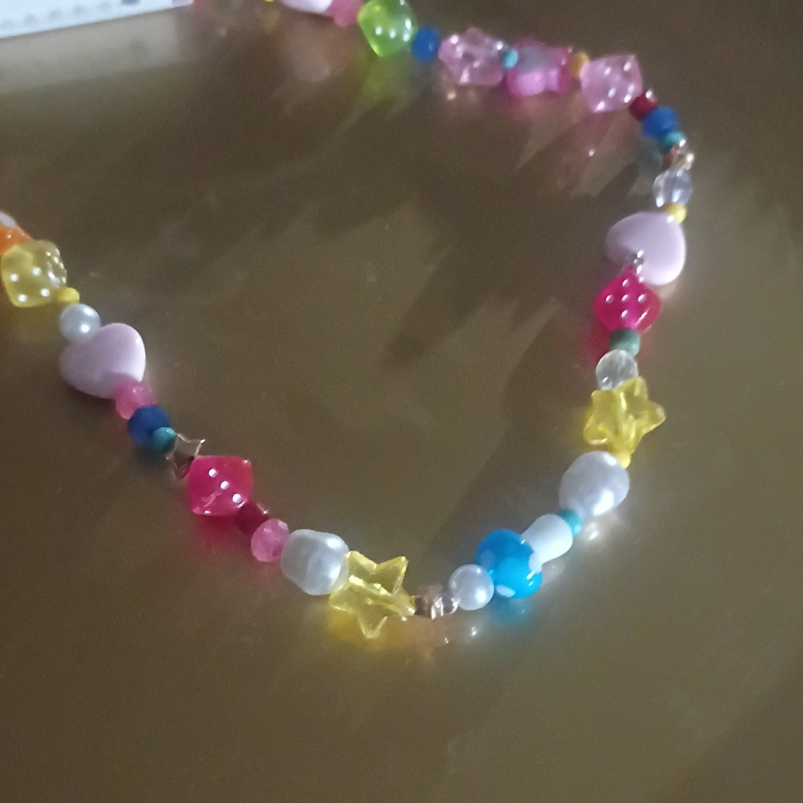 KAMIORE Multicolor Plastic Beaded Necklace Heart & Star Charm Jewelry