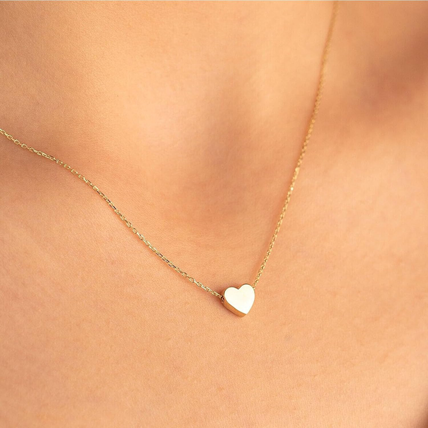 14K Gold/White Gold Plated Heart/Disc/Circle/Bee Necklace, Womens Choker Jewelry