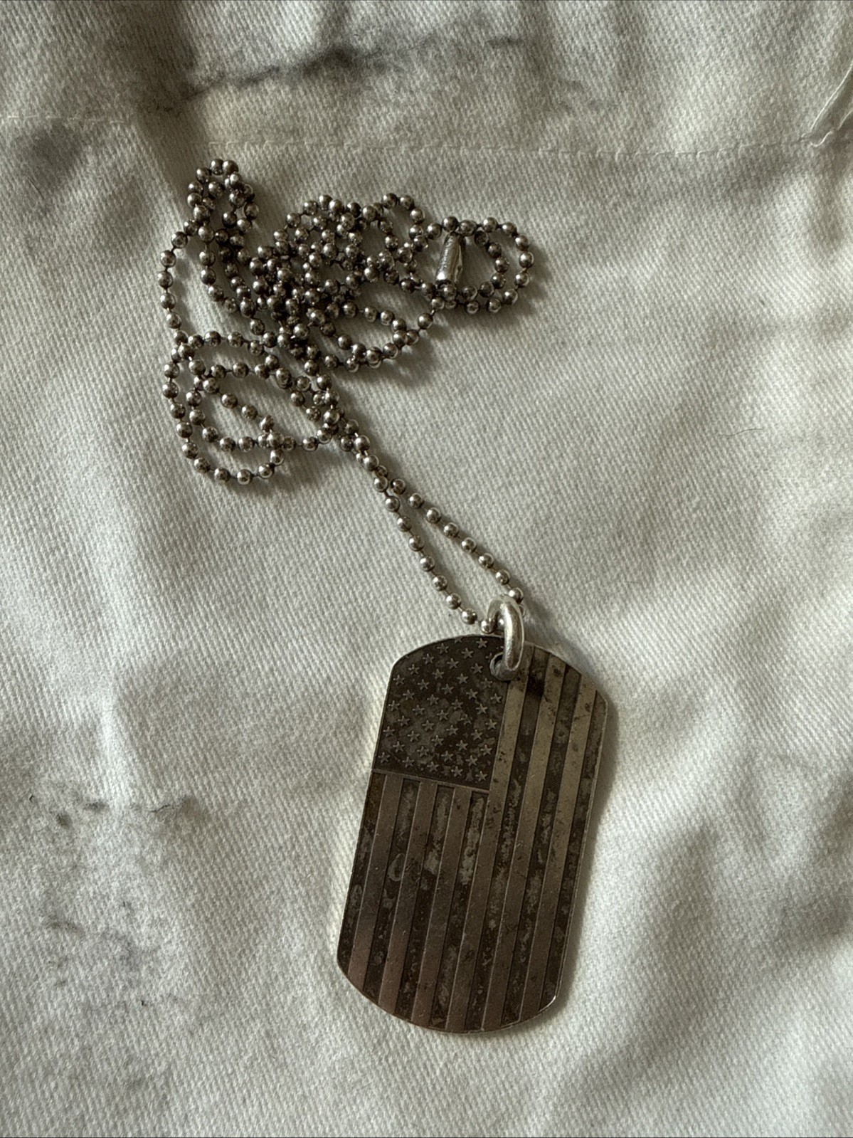 Chrome Hearts Dog Tags American Flag Charm Silver Necklace Men’s Used