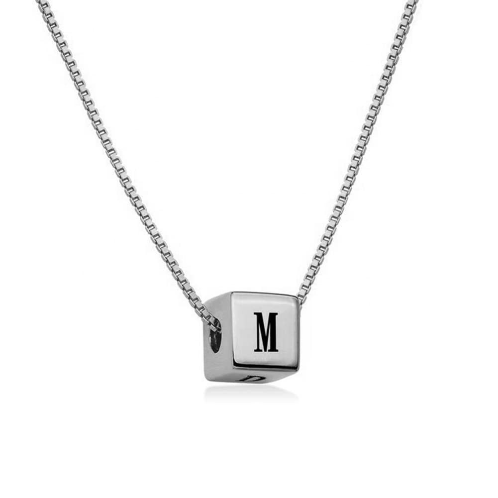 Personalized Initial Cube Necklace Pendant Jewelry Custom Gift for Women