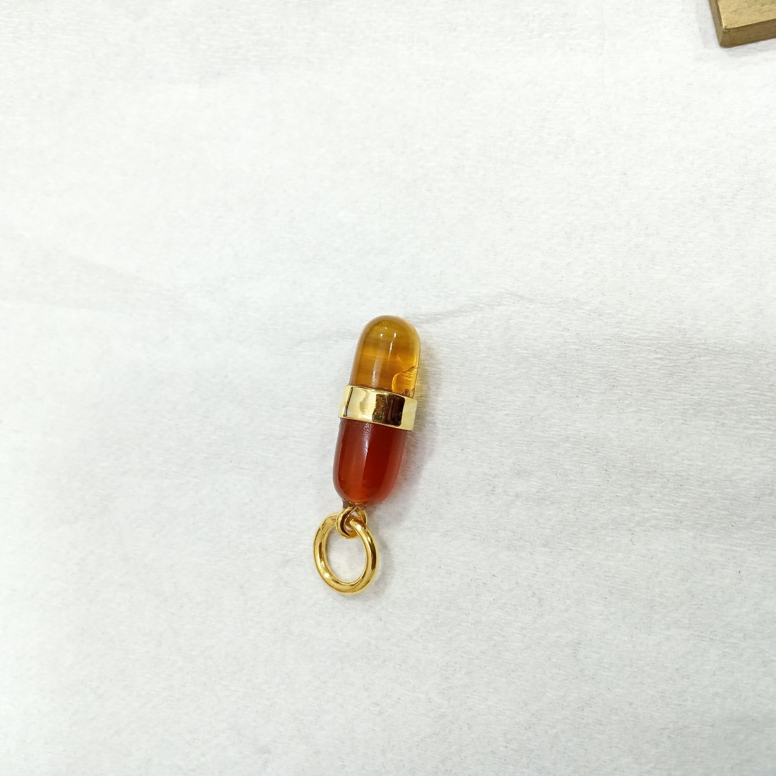 Vermeil Pill Capsule, 18k Gold Pill Charm, Carabiner, Pill Pendant, Tases Stones