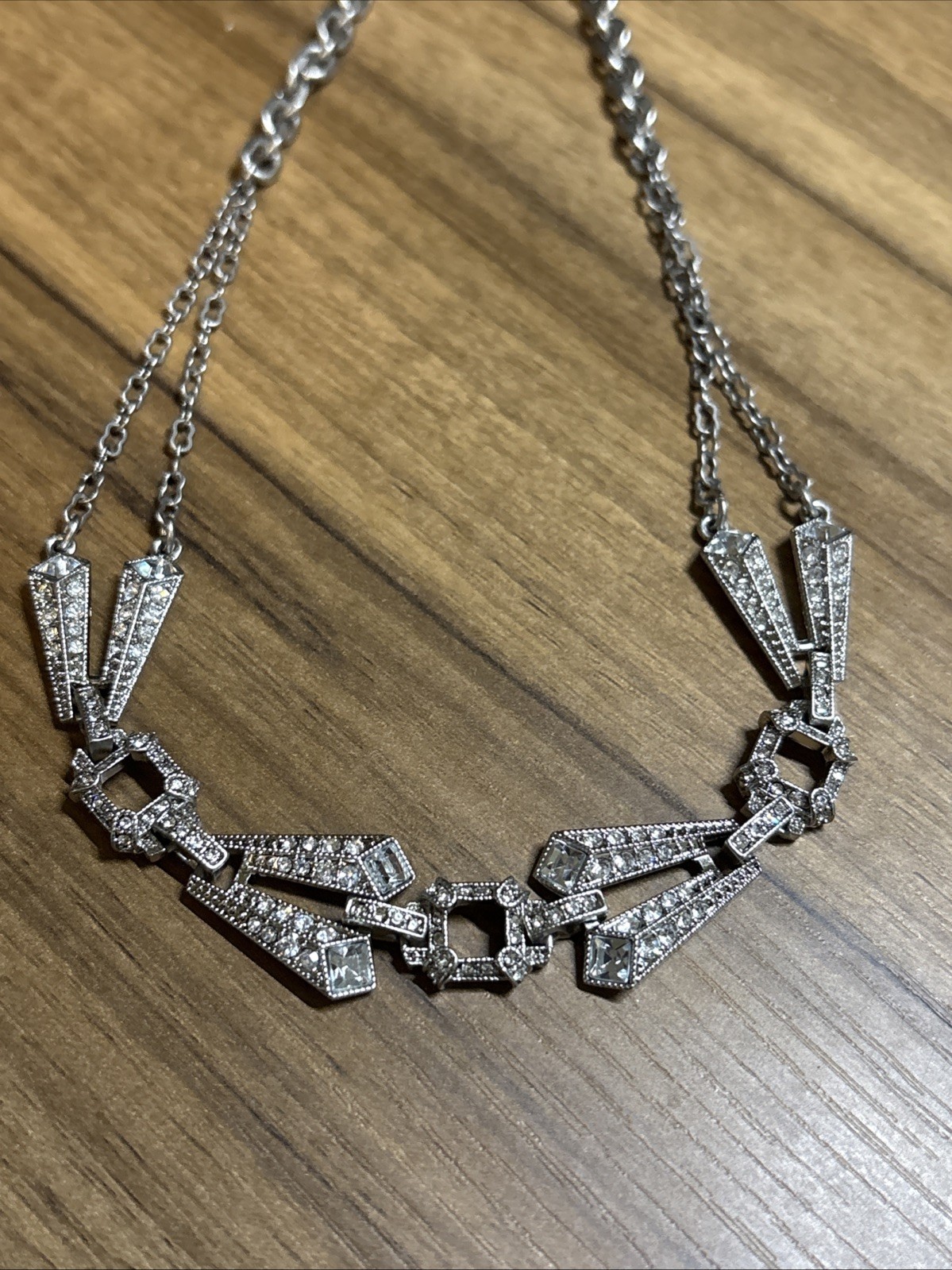 Jewelmint Rare Silver And Crystal 18.5” Long Necklace/chocker