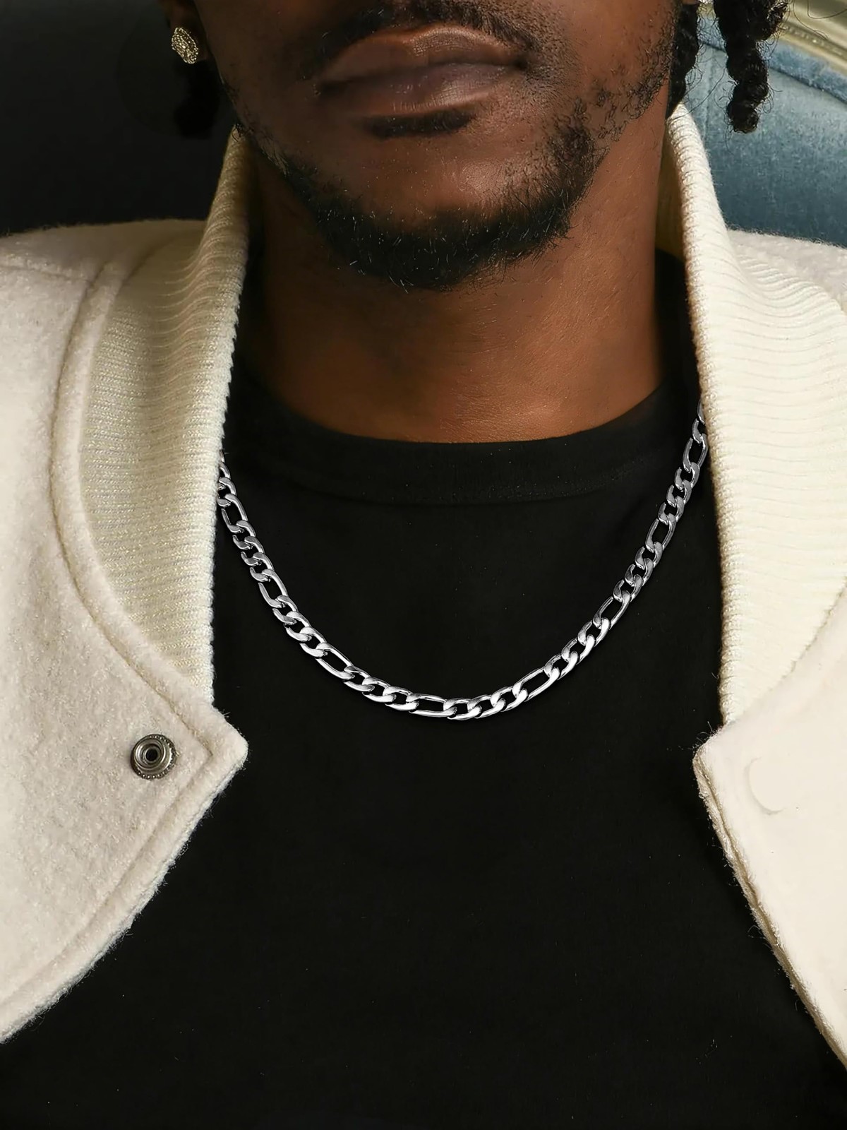20 Inches Figaro Chain Necklace for Men 6.5MM Stainless Steel Figaro Link Chai