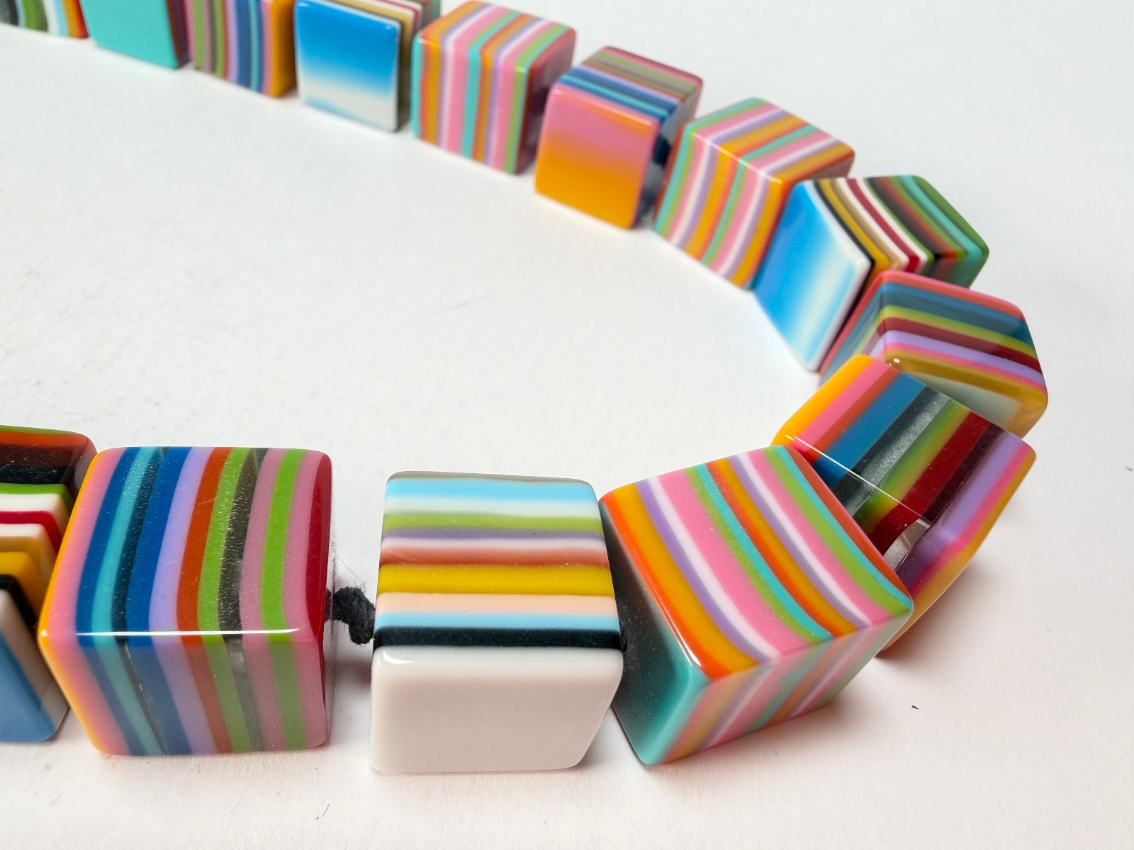 Jackie Brazil “POP” Liquorice Mix Colours Small Cubes 65cm Necklace ( N0046 )