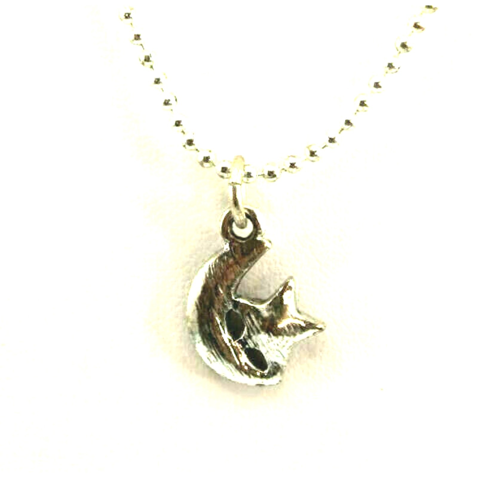 Shining Blue Rhinestone Star & Moon Silvertone Pendant Ball Chain