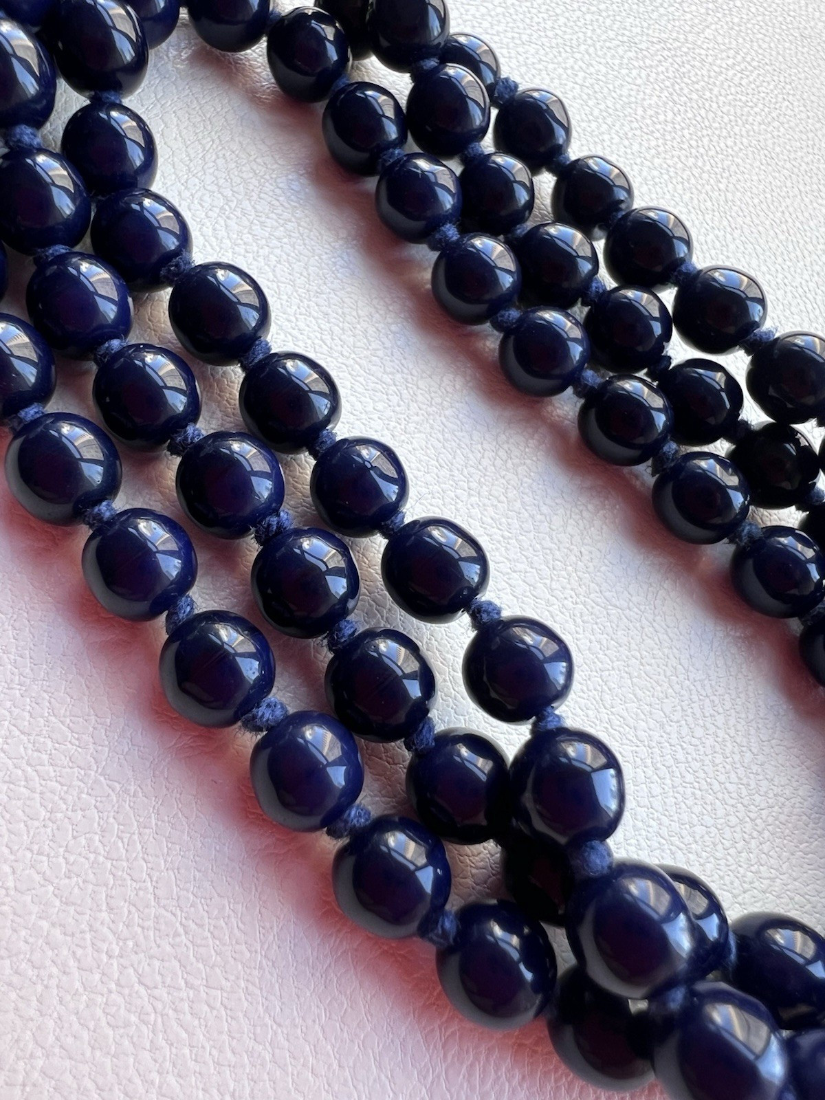Dark Blue Beaded Necklace Spring Ring Closure Fashion Jewelry