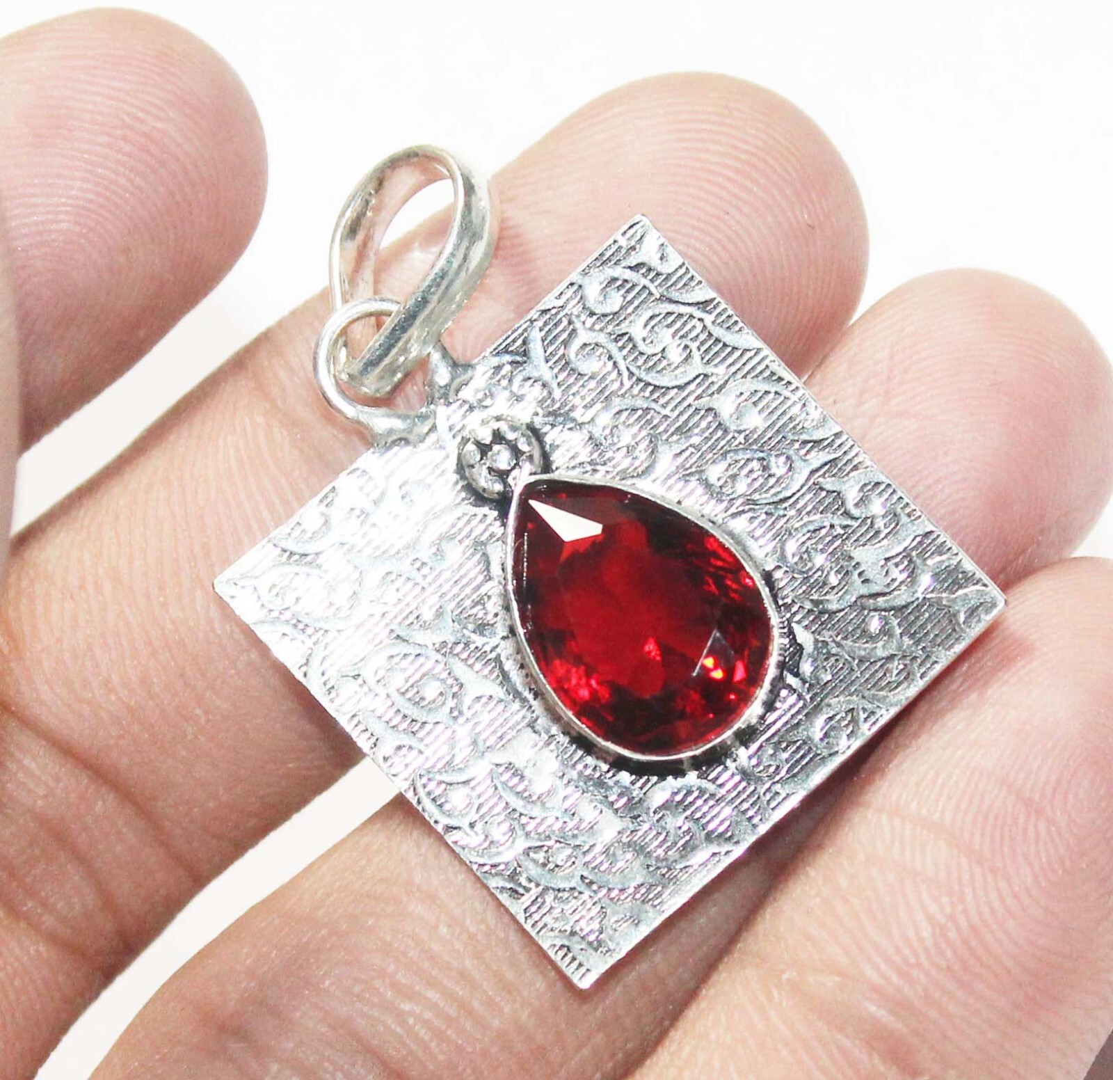 Hydro Garnet Pear Shape Gemstone Handmade Pendent Jewelry Pendant Size 1.5 Inch