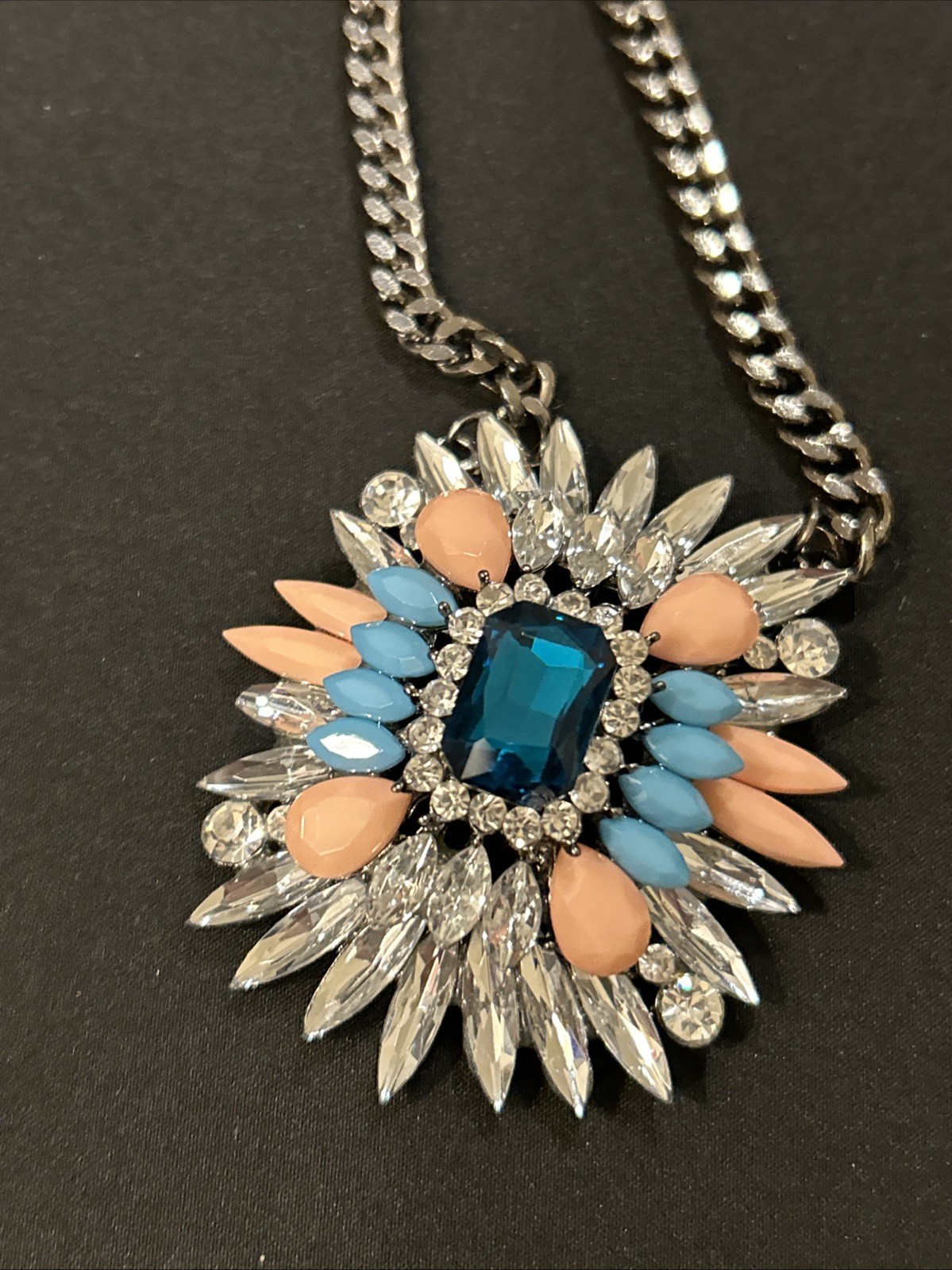 J CREW Star Burst Rhinestone BLING STATEMENT Necklace