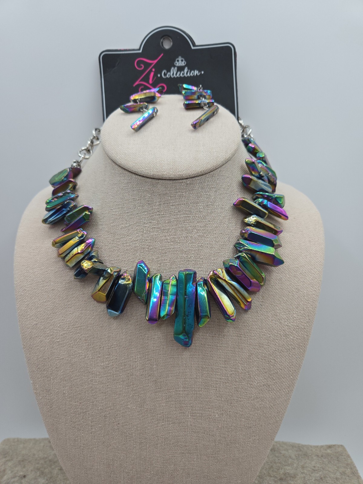PAPARAZZI Zi-Statement Necklace & Earrings Set “Oil Spill ”NWT Multicolor