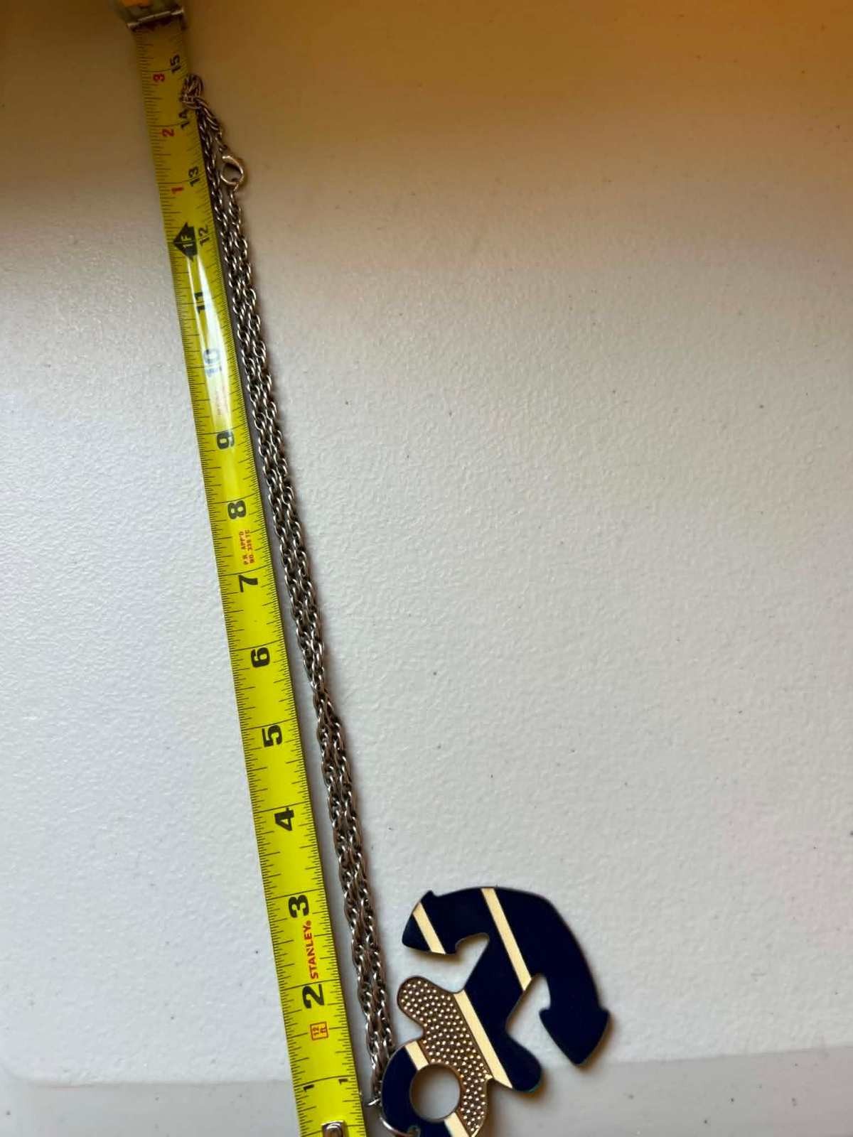 Nautical Anchor Pendant Necklace with Blue and Gold Accent