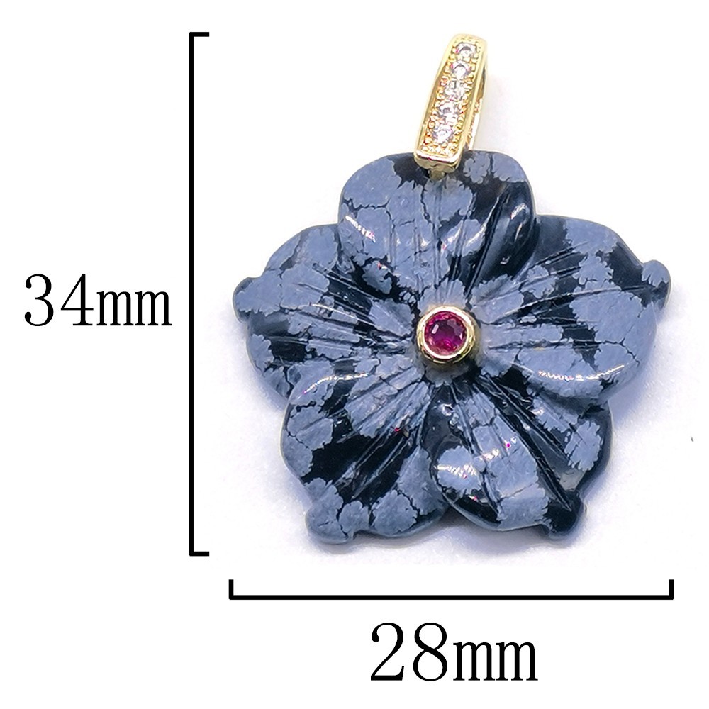 28mm Peach Blossom Flowers Shape Zircon Beads Pendant Natural Stone Crystal Gift
