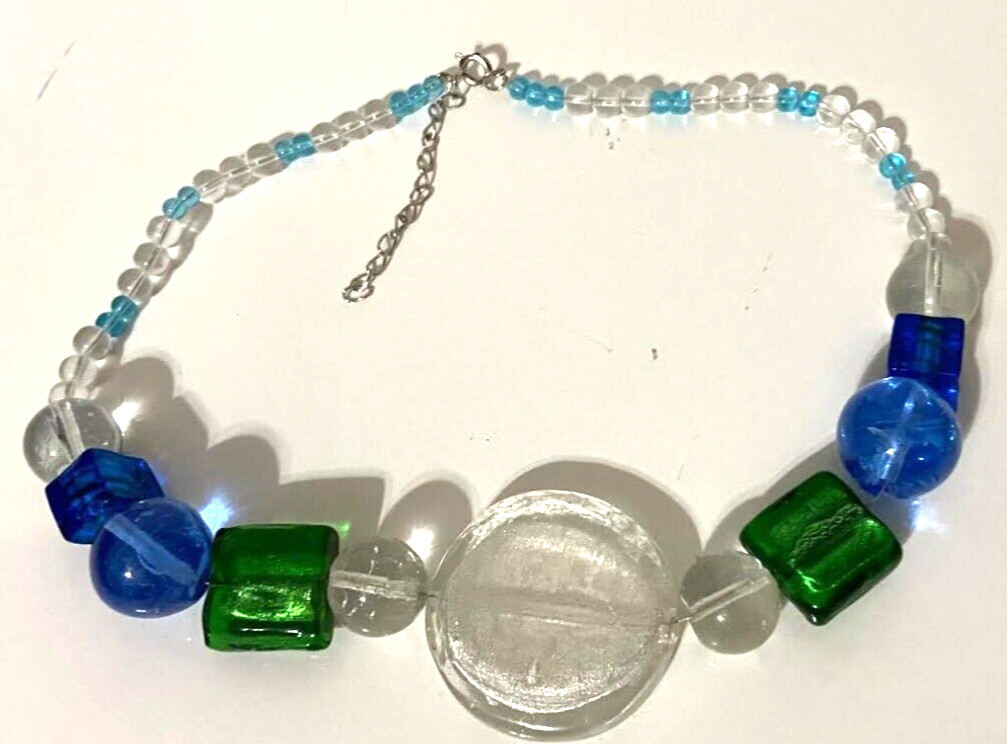 Multicolor GLASS Bead NECKLACE 17-20″ Adjustable NEW Handmade
