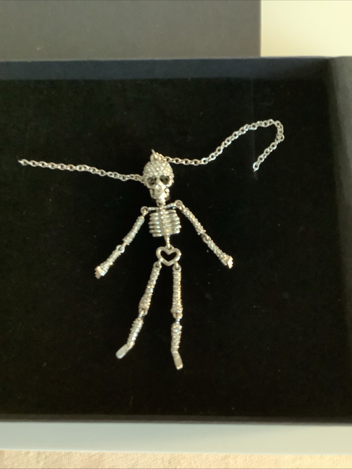 BNWT Betsey Johnson Skeleton Necklace Sparkling Crystal Gemstones XLong Necklace