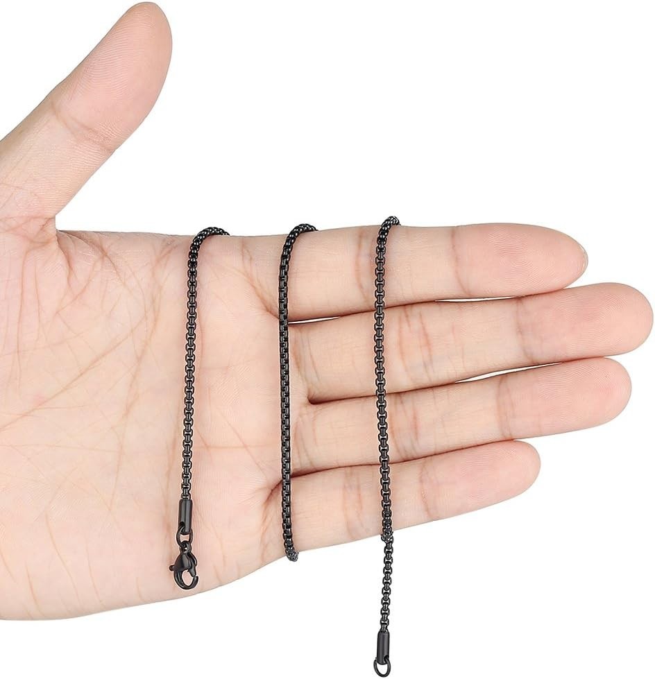 Mens Womens Stainless Steel Black Rolo Cable Chain Necklace, Wide 2/3/4/5mm