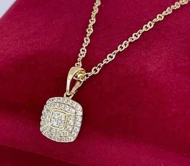2Ct Round Cut Simulated Diamond Cluster Halo Pendant In 14K Yellow Gold Plated