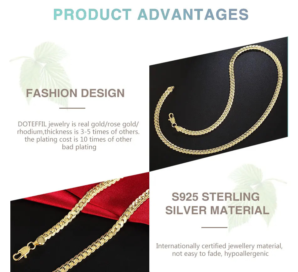 Gold Silver Tone 8-24in Side Chain Necklace Women Mens Fashion Statement Jewelry