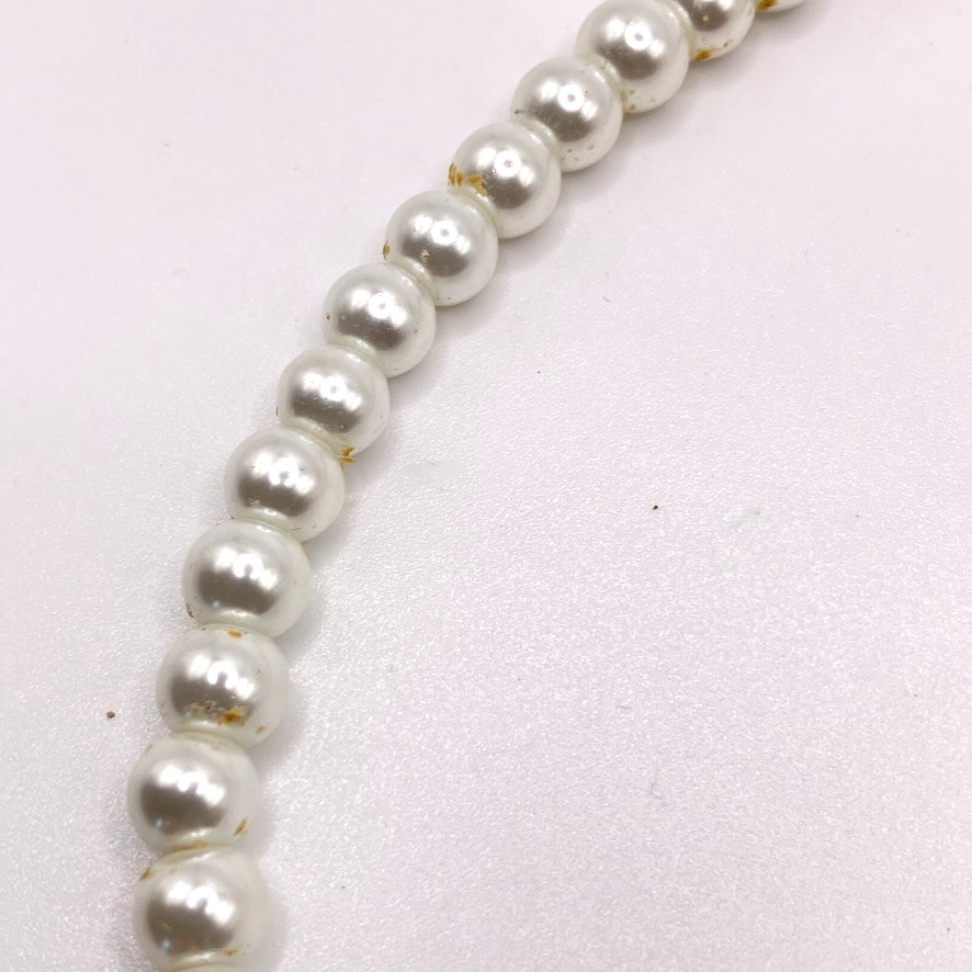 White Glass Faux pearl necklace 46cm vintage bridal flower girl bridesmaid
