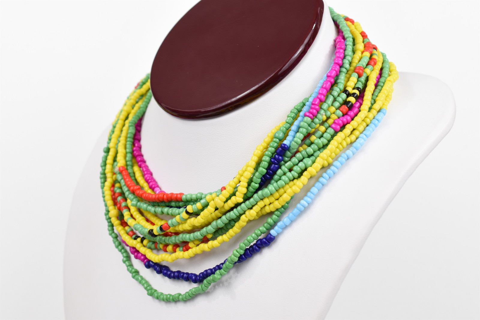 Lot of 7 Handmade Micro Bead Cord Necklaces 30 in Stretch Wrap Bracelet