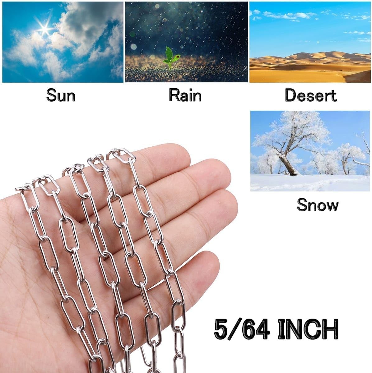 5/64in Light Duty Stainless Steel Chain – 6.5ft Rust Resistant for Home & Garden
