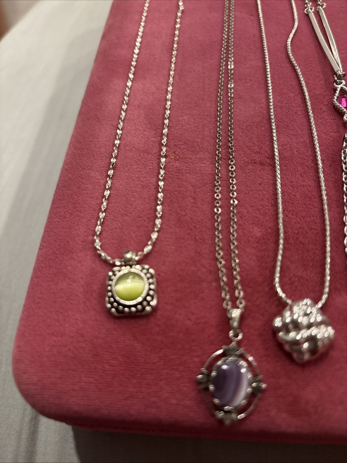 Set Of 4 Pendants With Silver Tone Chain Fashion Jewelry