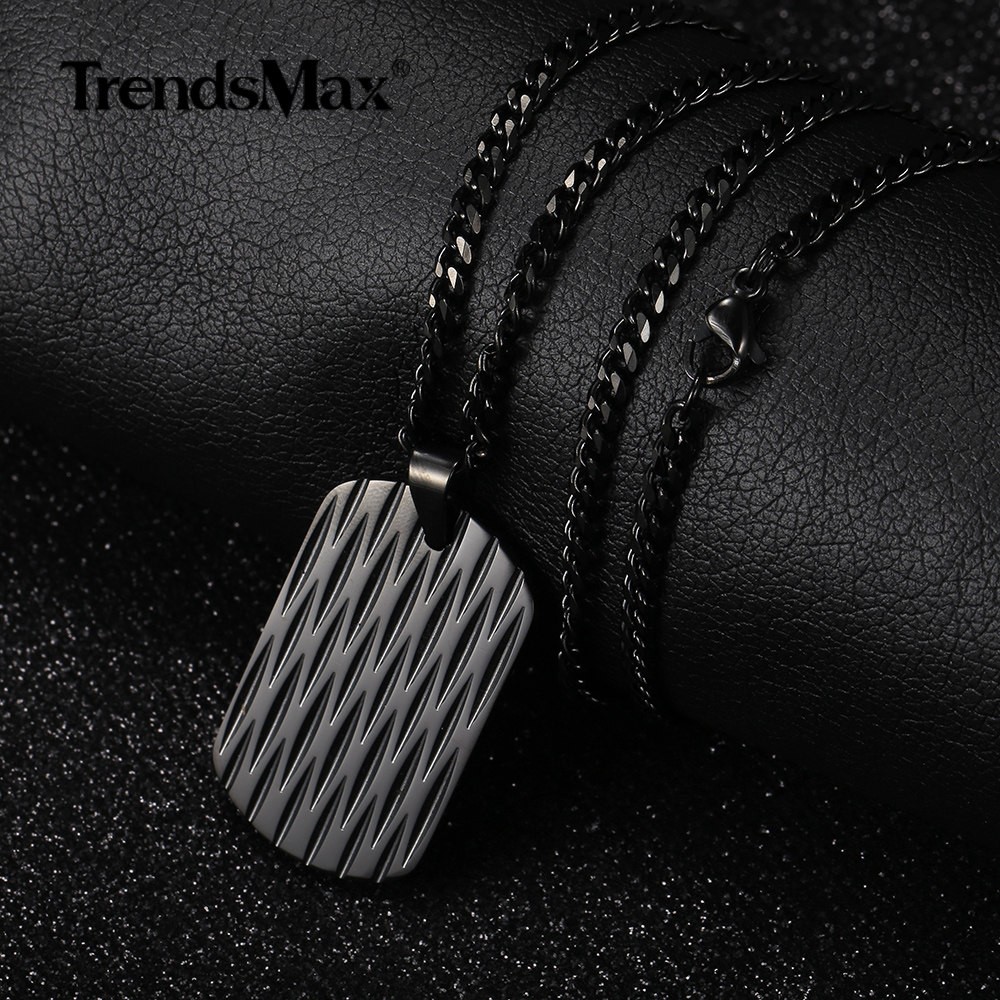 Silver/Black/Gold Plated Stainless Steel Dog Tag Pendant Necklace Shield Shape