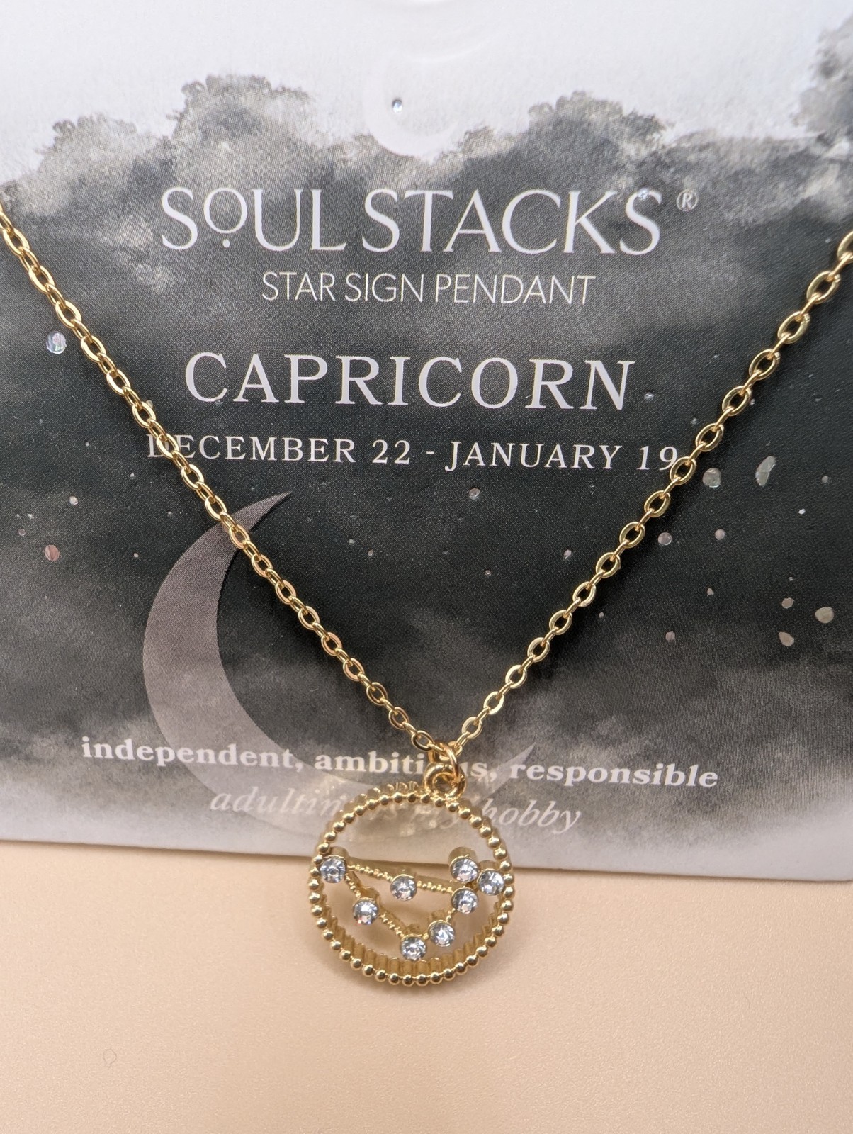 Soul Stacks Star Sign Pendant – Capricorn Dec 1-Jan 19 – 16″ Chain W/ 3″ Extend