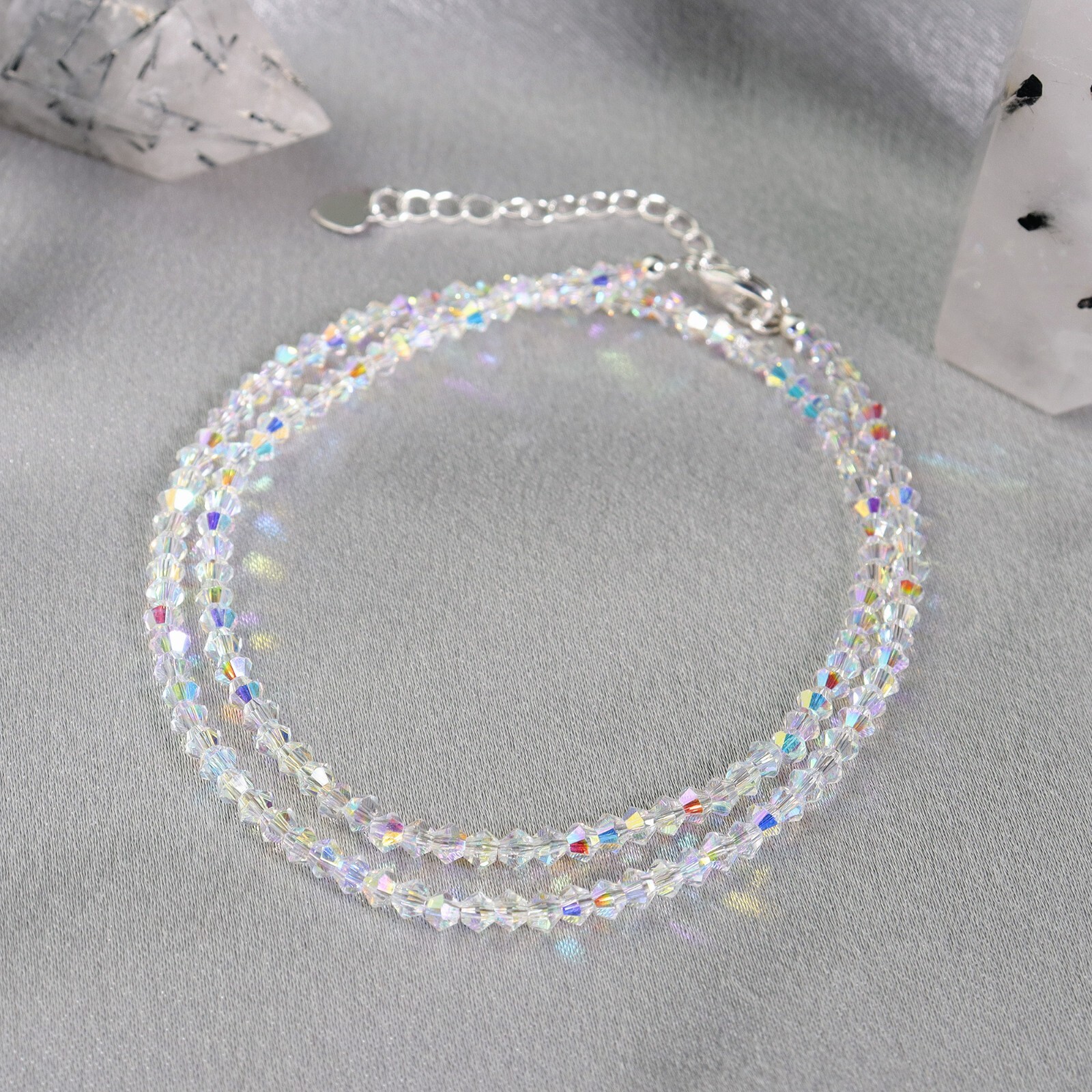 Natural Crystal Angel Aura Ultra Sparkly Stunning Healing Women Choker Necklace