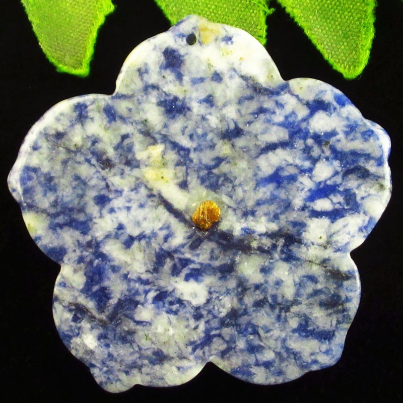 22.4g Carved Sodalite Flower Pendant Bead 47x7mm S0047872