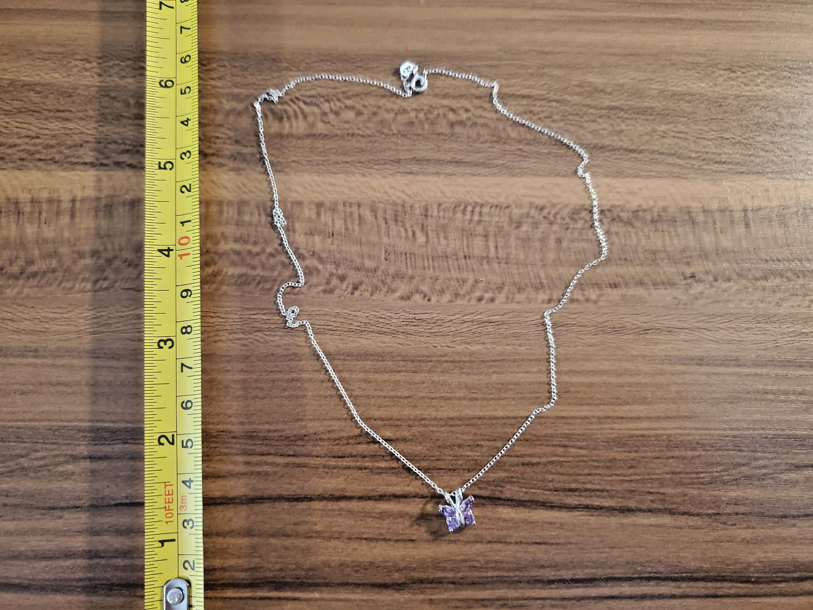 Silver Purple Gemstone Butterfly Necklace