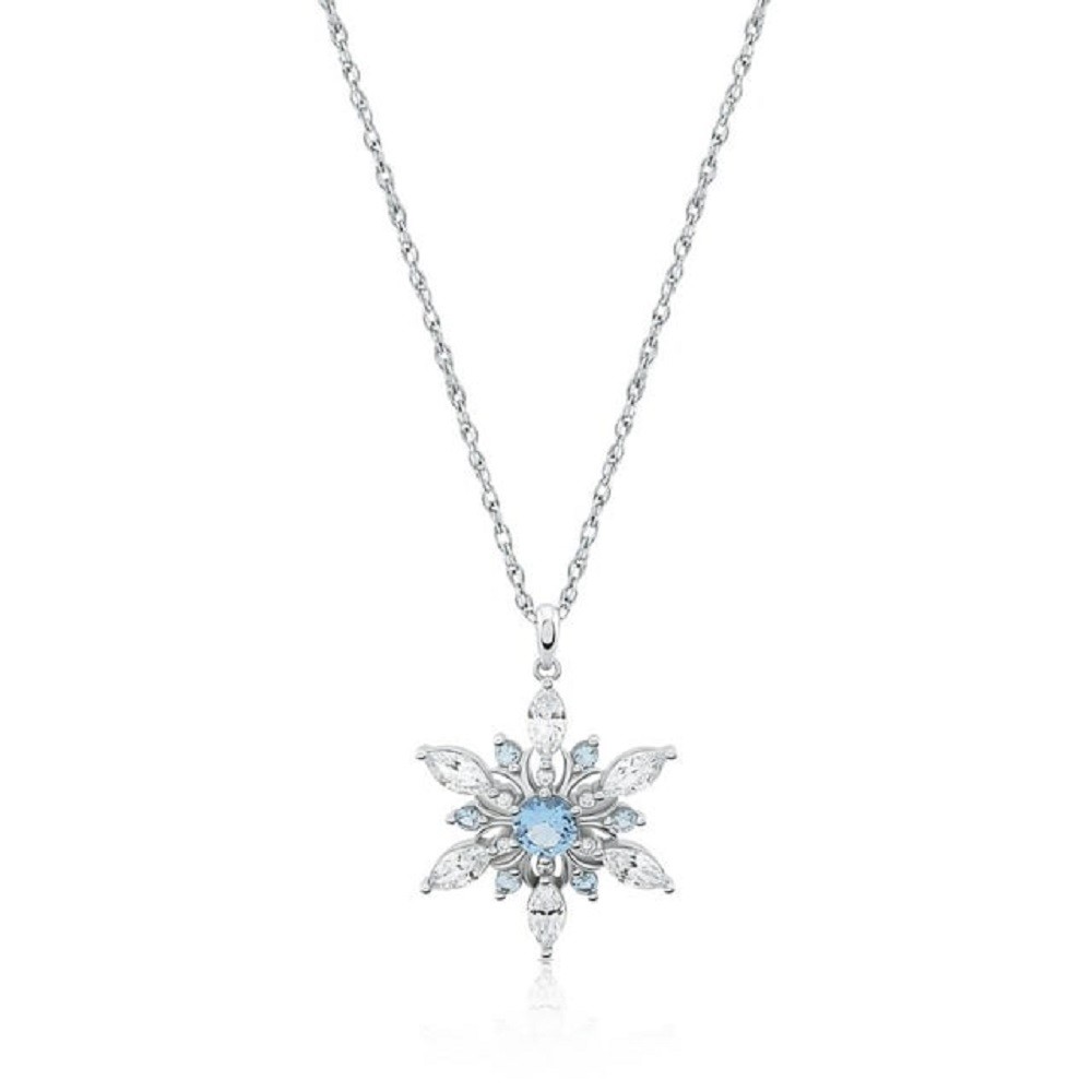 Brilliance Fine Jewelry Women’s Simulated Blue Topaz Snowflake Pendant in