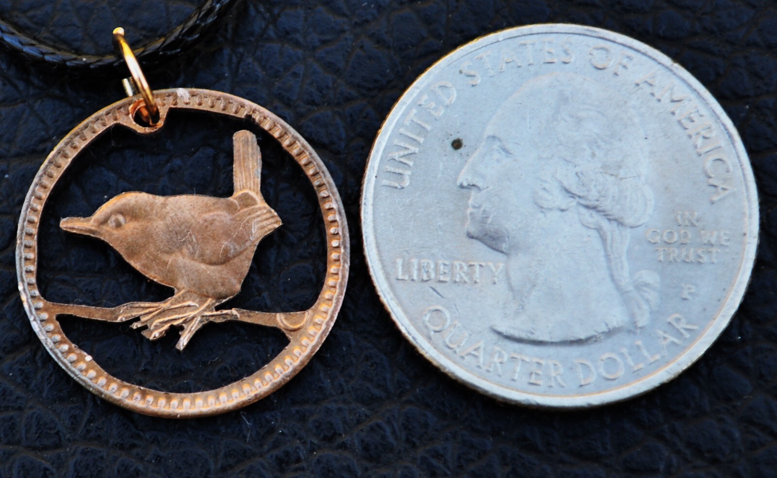 United Kingdom Wren Cut Coin Pendant Necklace