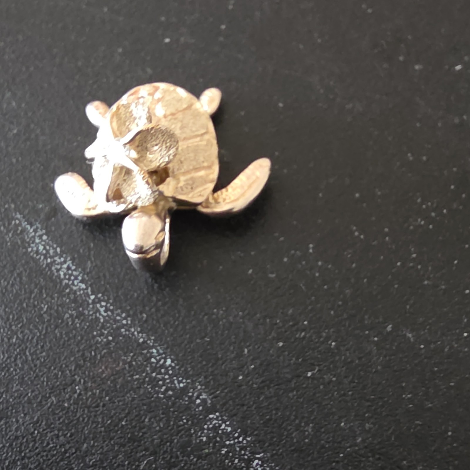 Sterling Silver Turtle Charm Pendant w/ Clear Round Cubic Zirconia Stone