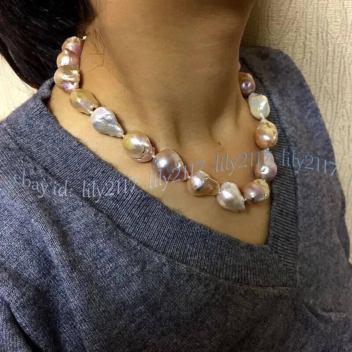 Huge 15-25mm Natural White Pink Purple South Sea Keshi Baroque Pearl Necklace