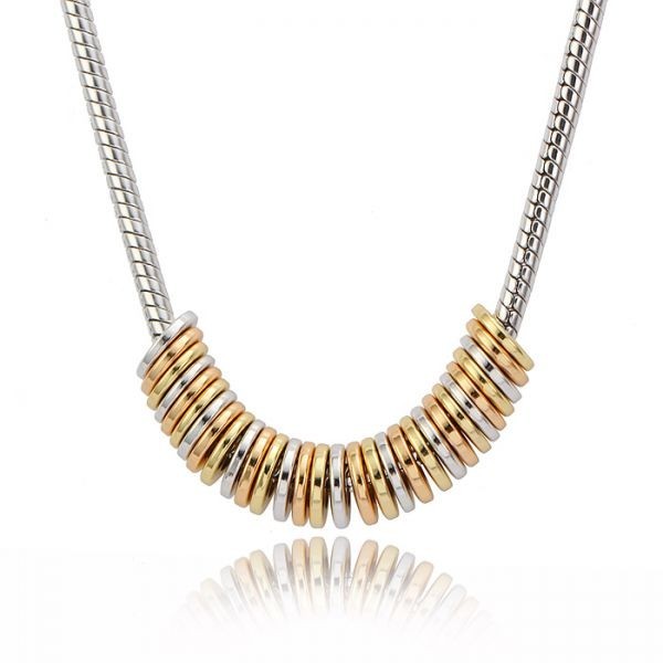 18k yellow/white/rose gold filled round ring necklace N-A223 necklace