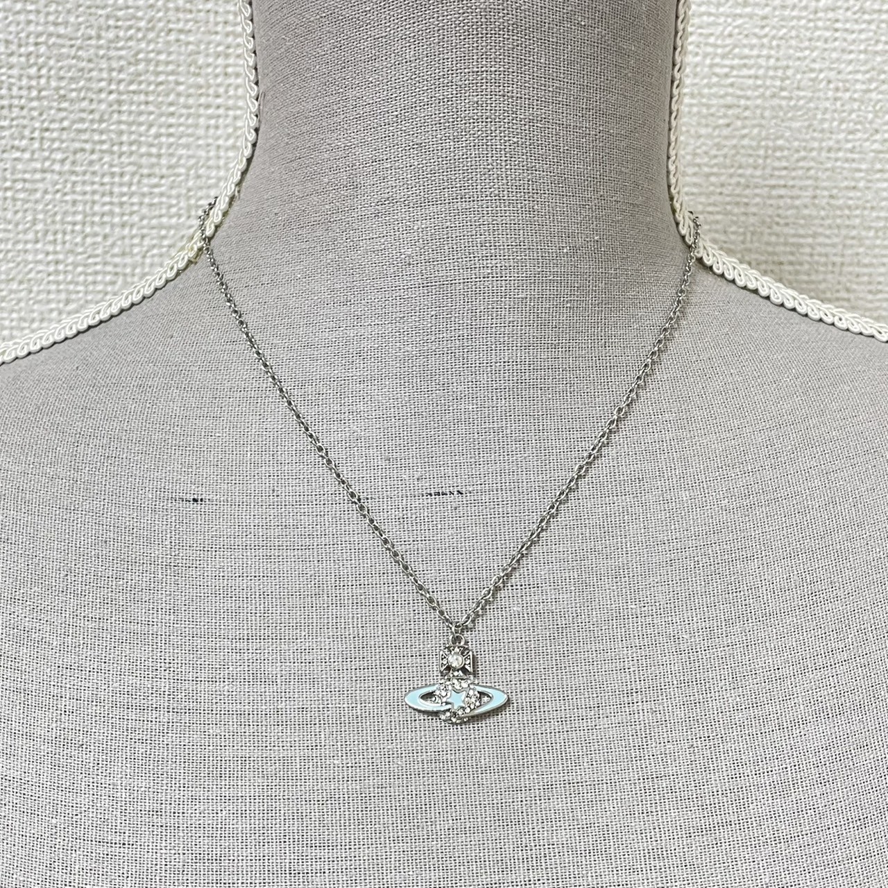 Vivienne Westwood Necklace Shooting Star Orb Light Blue 46cm w/drawstring NO BOX