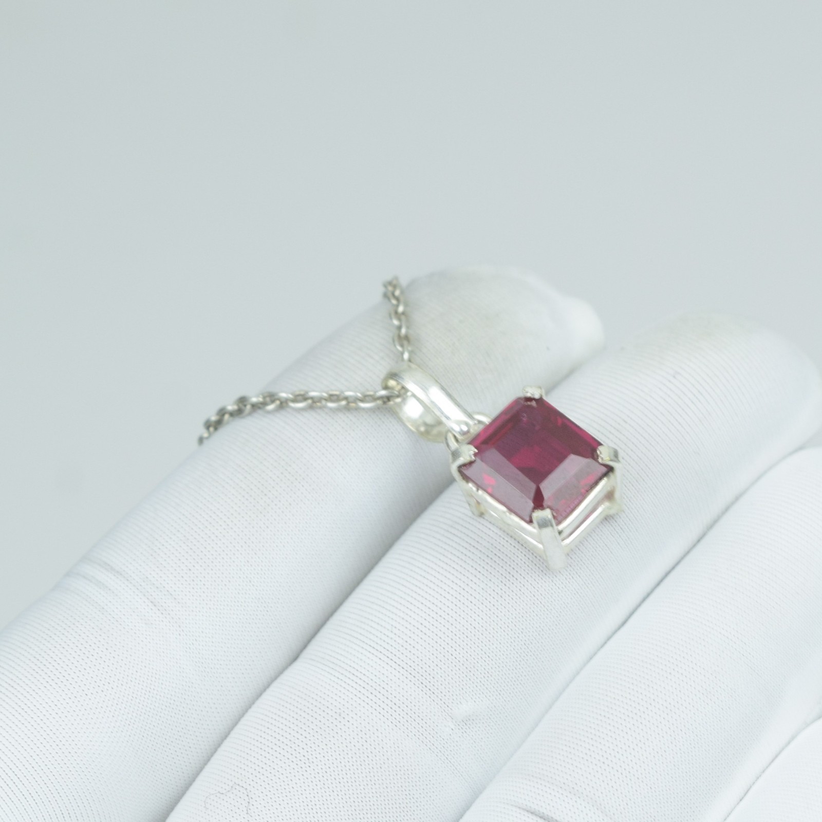 925 Sterling Silver Red Ruby Necklace Jewelry, July Birthstone Gift Pendant,
