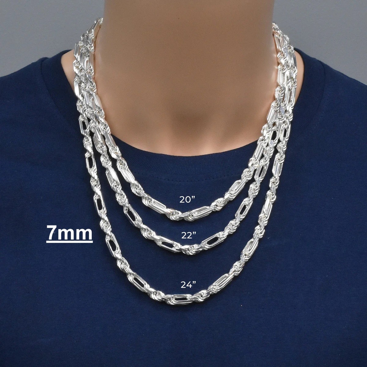 FigaRope Milano Chain Real Solid 925 Sterling Silver Necklace Or Bracelet 5-9mm