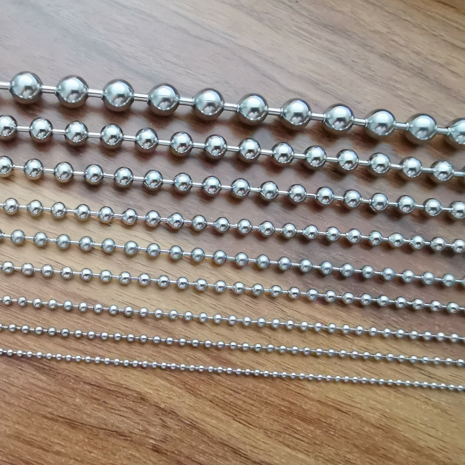 BEAD chain S.steel Silver round ball Chain DIY Jewelry Making In Bulk 1.5–12mm