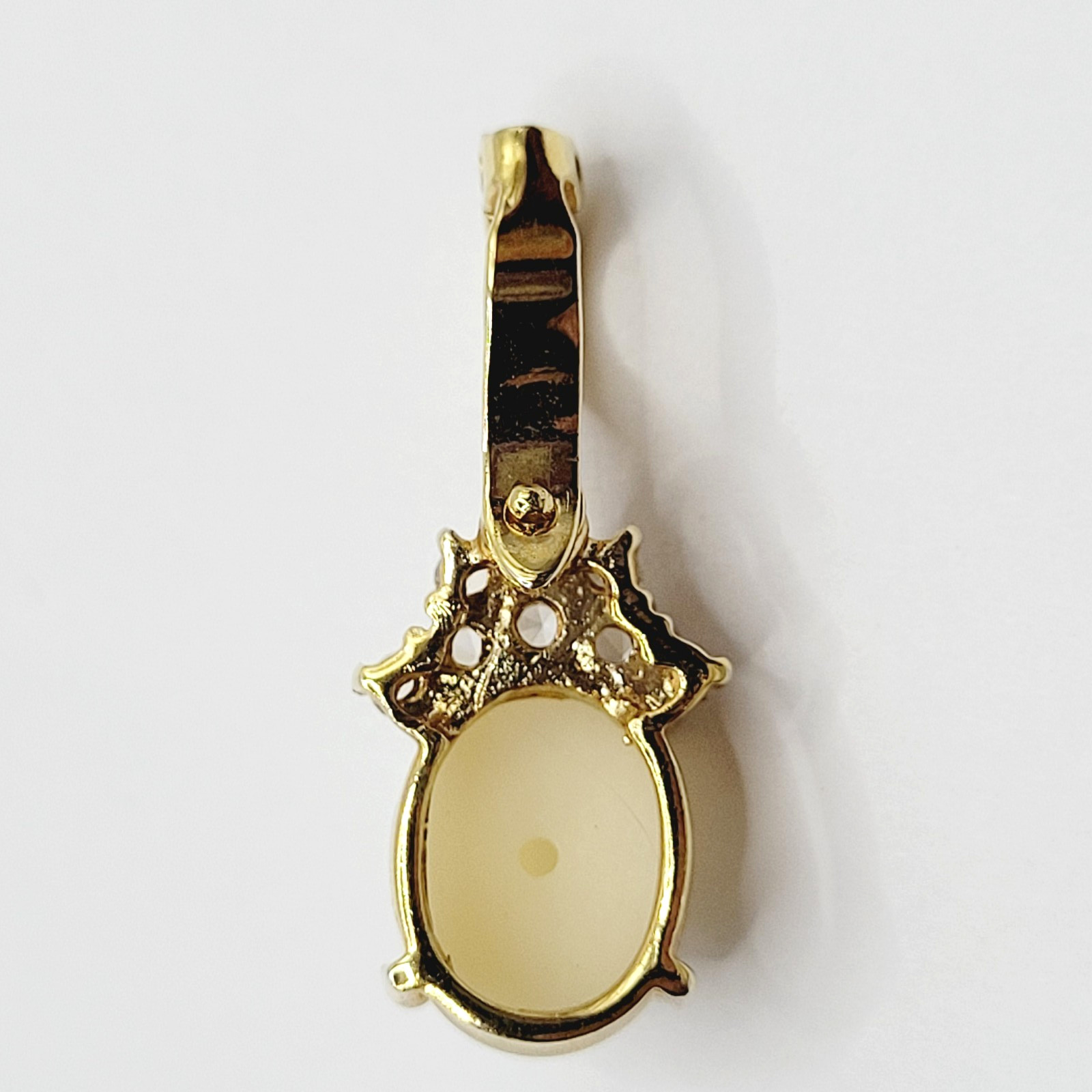 Faux Pearl Prong Set Crystal Rhinestone Crown Gold Tone Open Latch Bail Pendant