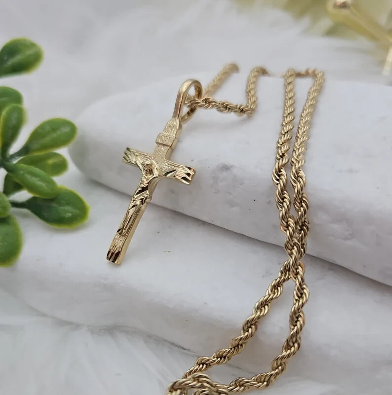 Gold Square Initial Necklace, 3mm Rope Chain, 14k Heavy Plated