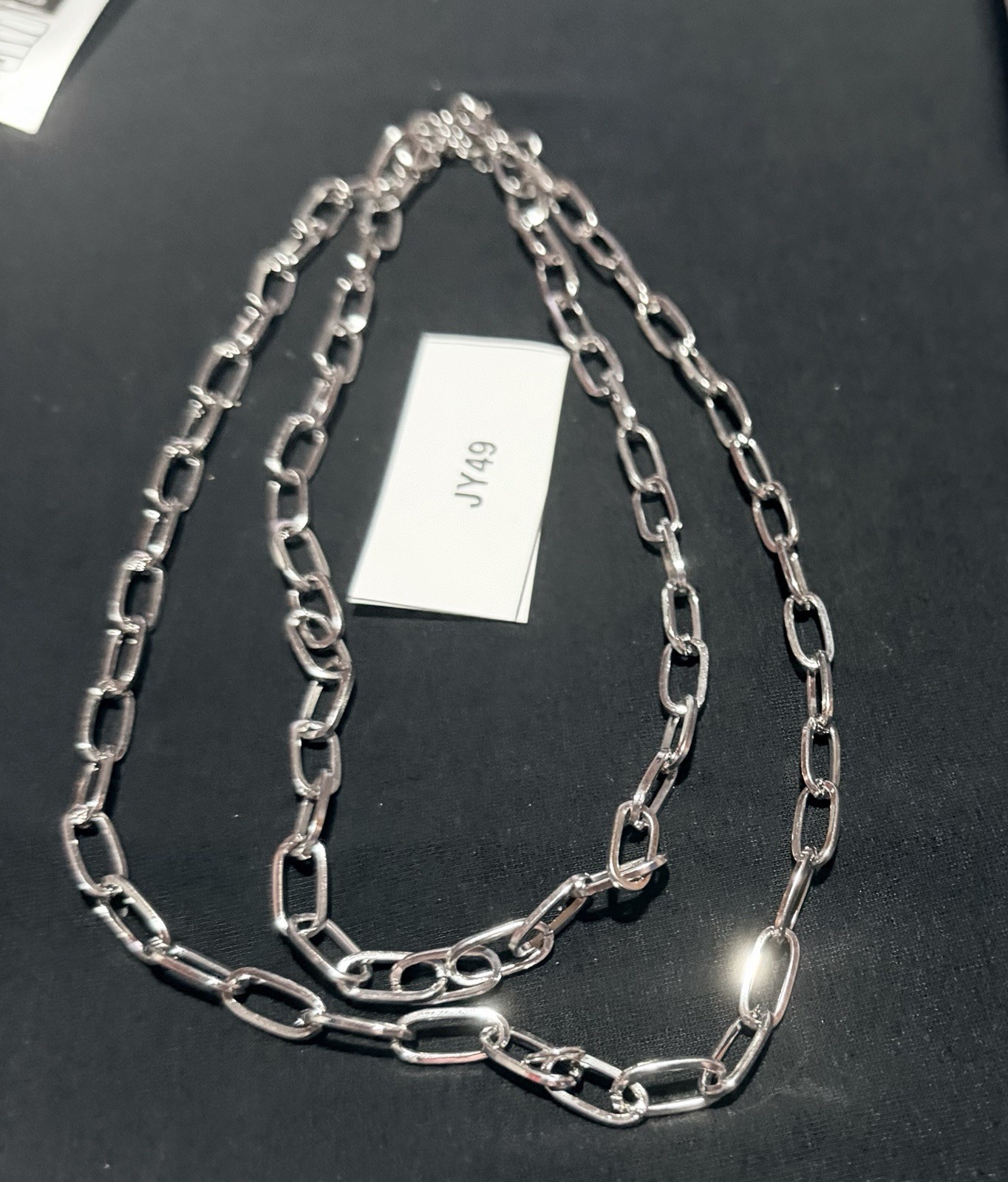 Silver-Tone Long Paperclip Chain Necklace – JY49