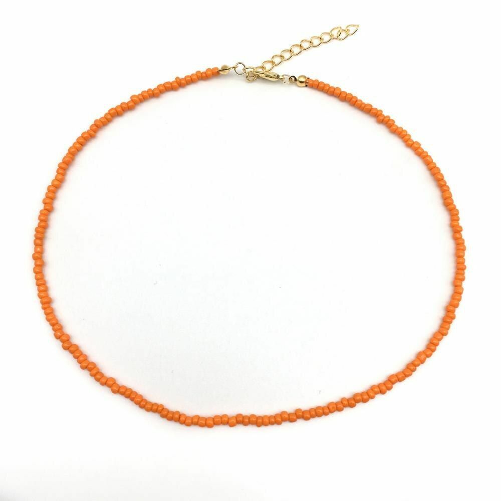 Women Necklace Seed Beads Strand String Beaded Short Jewelry 16 Inches Chokers