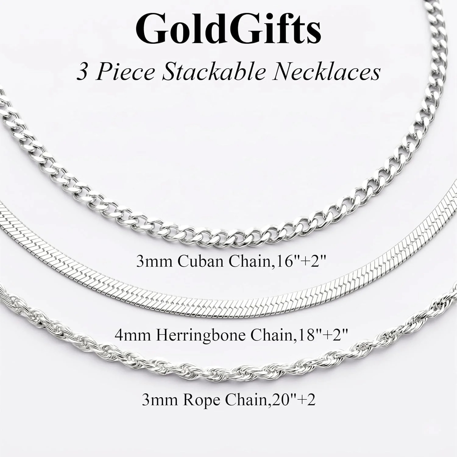 S925 Sterling Silver Plated Necklace Stack for Women,Waterproof Silver Layered H