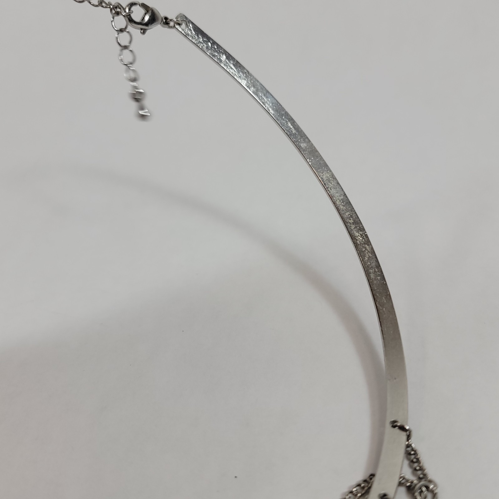 Unique Hoop Collar Chainmail Chainlink Style Silver Tone Metal Necklace Choker