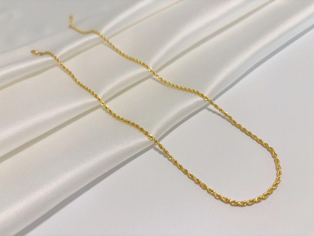 18K Yellow Gold Solid 2.5mm Rope Chain Diamond Cut Pendant Necklace 20″ Chain