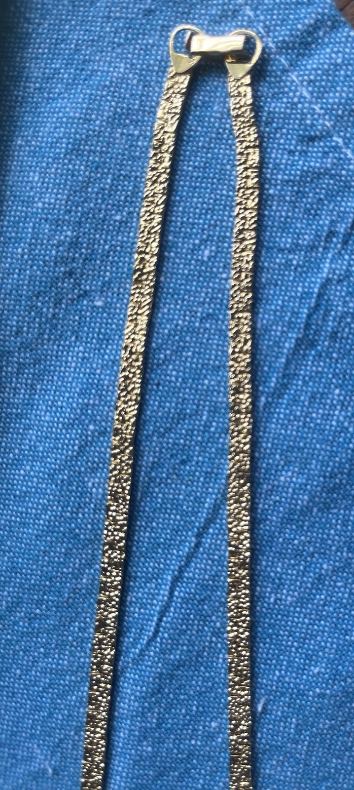 Vintage Gold Tone Nugget Herringbone Reversible Necklace 24”