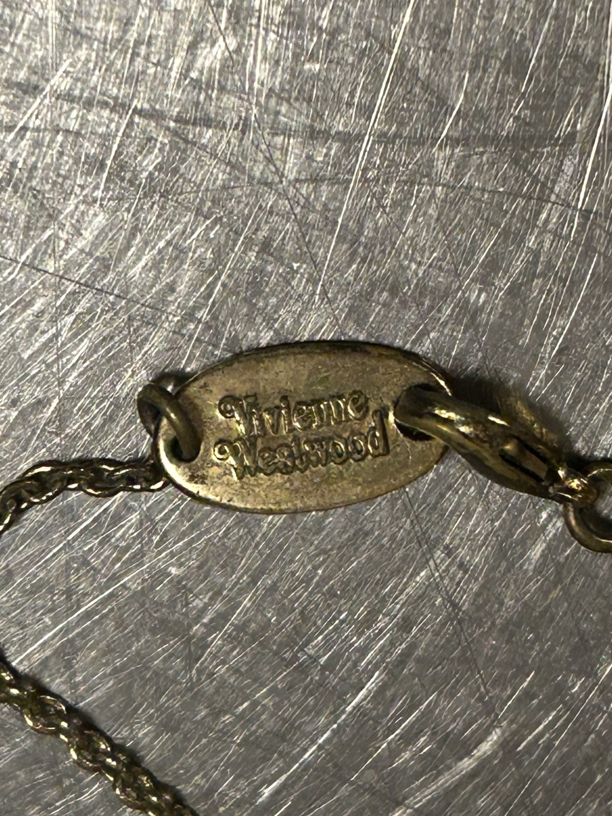 Vivienne Westwood Gold Tone Orb Charm Pendant Necklace Rope Chain Signed