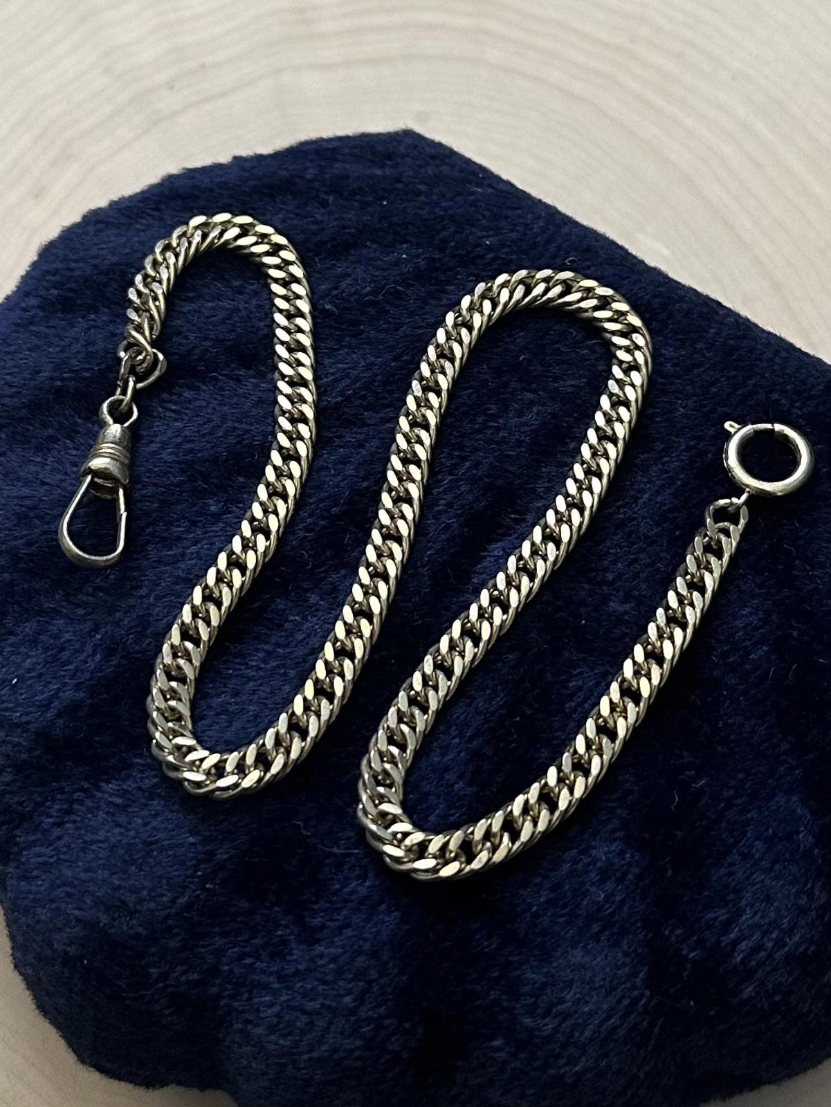 Vintage Midcentury Gold Tone Flat Curb Link Watch Chain Dog Clip Clasp 13″
